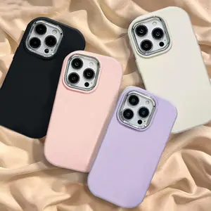 Oval Electroplating Case Untuk hp iPhone XR 11 13 12 14 15 Pro Max X XS Max 7 8 14 15 Plus Casing Ponsel Warna Matte Cover