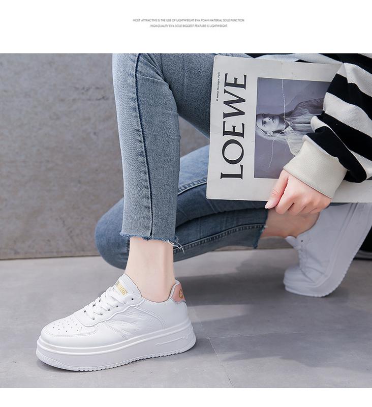 Product Introduction of Platform White Shoes Women's 2024 New Autumn Thin Breathable Sneakers Western Style Leisure Women's Shoes Short Women's White 12
