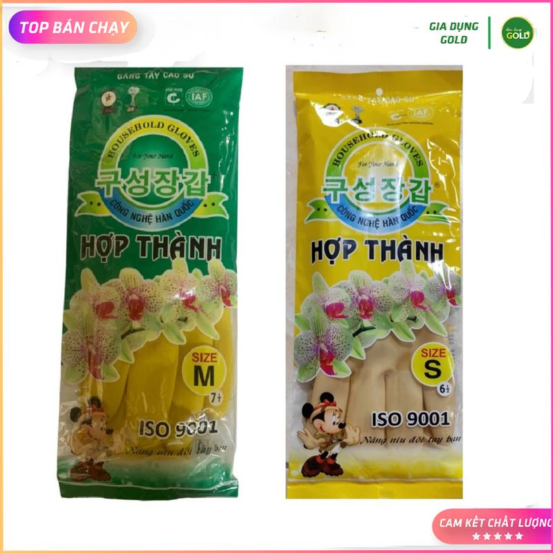 Bịch 10 Đôi Găng tay cao su Hợp Thành dài 27cm size M-S, găng tay rửa chén rửa bát, găng tay nấu nướng