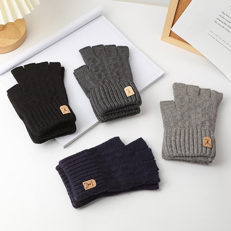 Product Introduction of Knitted Thick Thermal Half Finger Gloves Women Men Winter Outdoor Driving Fingerless Glove Touchscreen Mittens 9