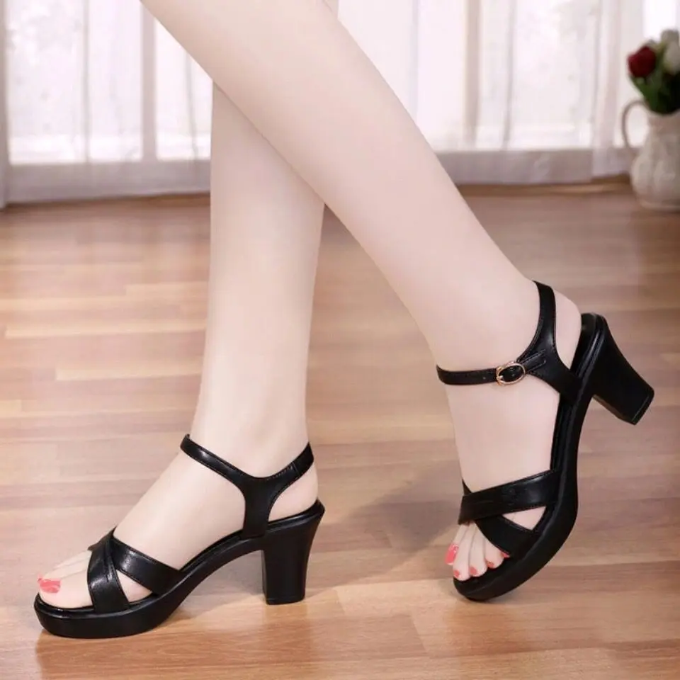 Dép nữ Trung Niên HShop 2 quai chéo phong cách 3 phân, 5 phân, 7 phân, 8 phân đủ Size lớn nhỏ KH-03