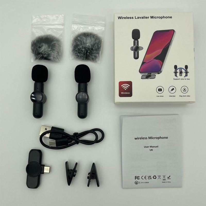 Portable Wireless Lavalier Microphone, 1 Set Professional Wireless Collar Clip Mic for iPhone & Android Phone, Plug-play Lapel Mic for Video Recording, Teaching, Interviews, Podcast, Vlog, Giftideas, Mini Microphone, Black 3