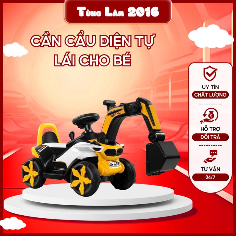 XE CẦN CẨU MÚC ĐIỆN CHO BÉ 1-5 TUỔI CÓ BÀN ĐJAP CHÂN GA Đồ Chơi Toys