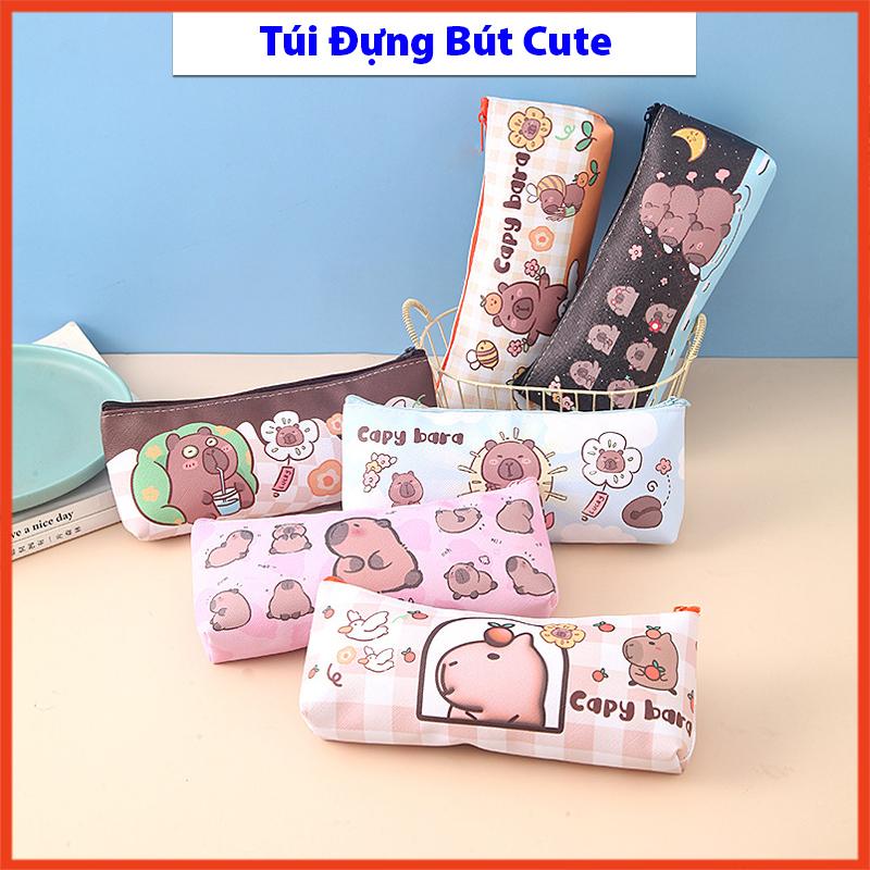 Túi đựng bút Capybara mini chống nước họa tiết hoạt hình, hộp đựng bút phong cách nhiều mẫu mã lựa chọn