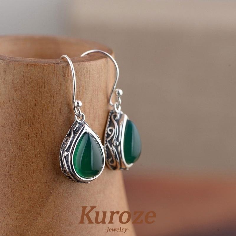 Kuroze New Style Drop-Shaped Vintage Vintage Ethnic Style Ancient Silver Tibetan Earrings 6