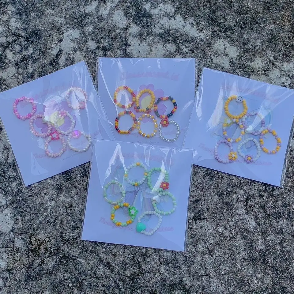 (Part 3) Set Cincin Manik Idol Korea / Beadsring / Beaded Ring