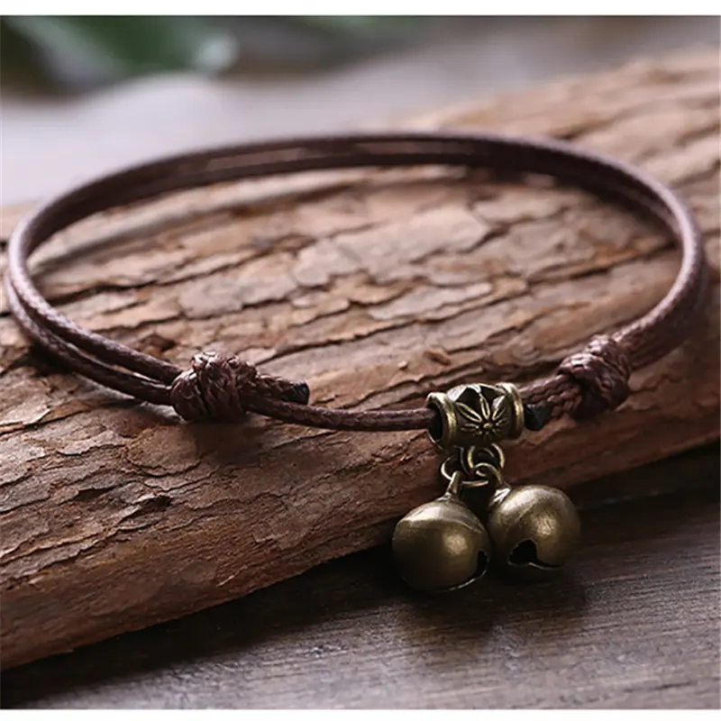 Charm Bracelet Red Coffee and Black Wax Rope Anklet Barefoot Sandals Accessories Foot Chain Jewelry  Ankles for Women Men Gift