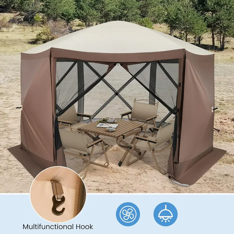 [Limited time deal]2.3 x 2.3m/3.5 x 3m/3.5 x 2.3m Pop up Camping Gazebo, 4/6-Sided Instant Setup House Tent with Carrying Bag, Portable Outdoor Sun Shelter Screened Canopy 6