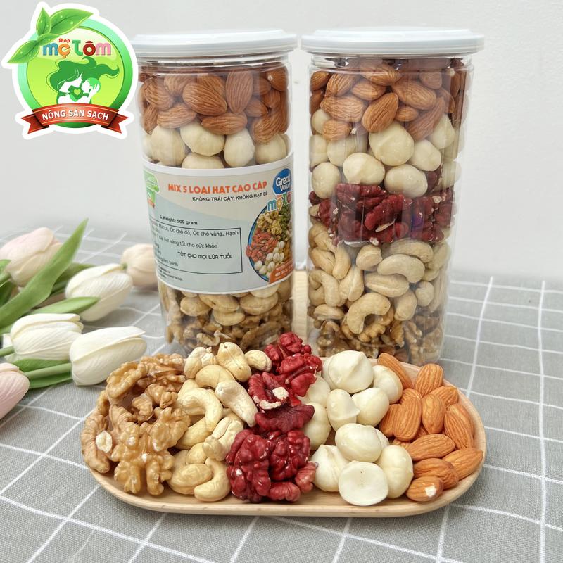 500g MIX hạt dinh dưỡng (5 loại) nhà MẸ TÔM Snack Food Snack Food hạtdinhduong Ăn Vặt Thức Ăn hatsay  kho Cay Socola