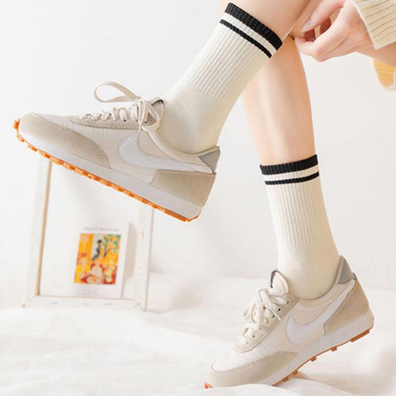Product Introduction of 2Pair New Fashion Socks Solid Color Striped Socks Casual  Socks Casual Cotton Comfy Breathable Socks For Women Girls 18