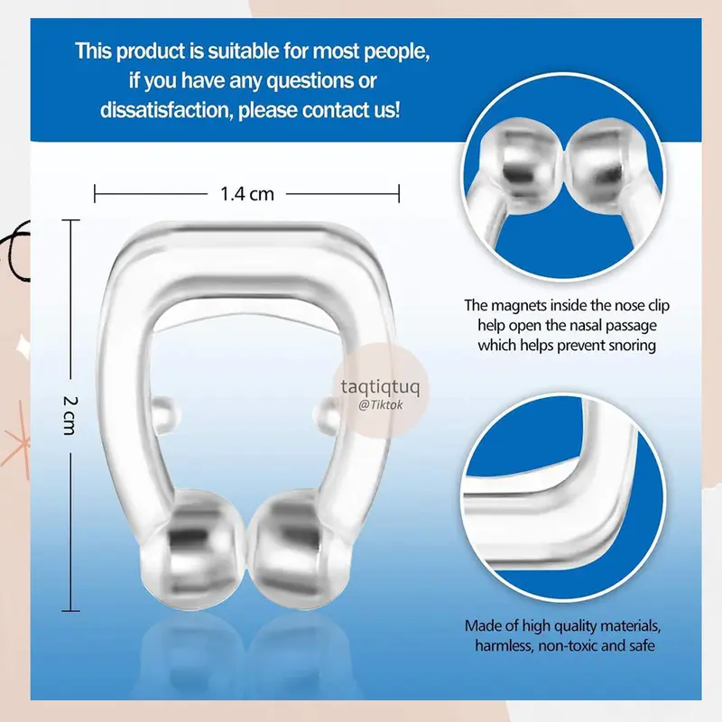 Alat Anti Dengkur Magnet Silikon Anti Ngorok Magnetic Noseclip Silicone Snoring Free Snoring Devise Penghilang Ngorok Penghilang Dengkur Anti snoring Snore Stopper Solution Nose Clip for Healthy Sleep Therapeutic Magnets Medical Aman Muka 2