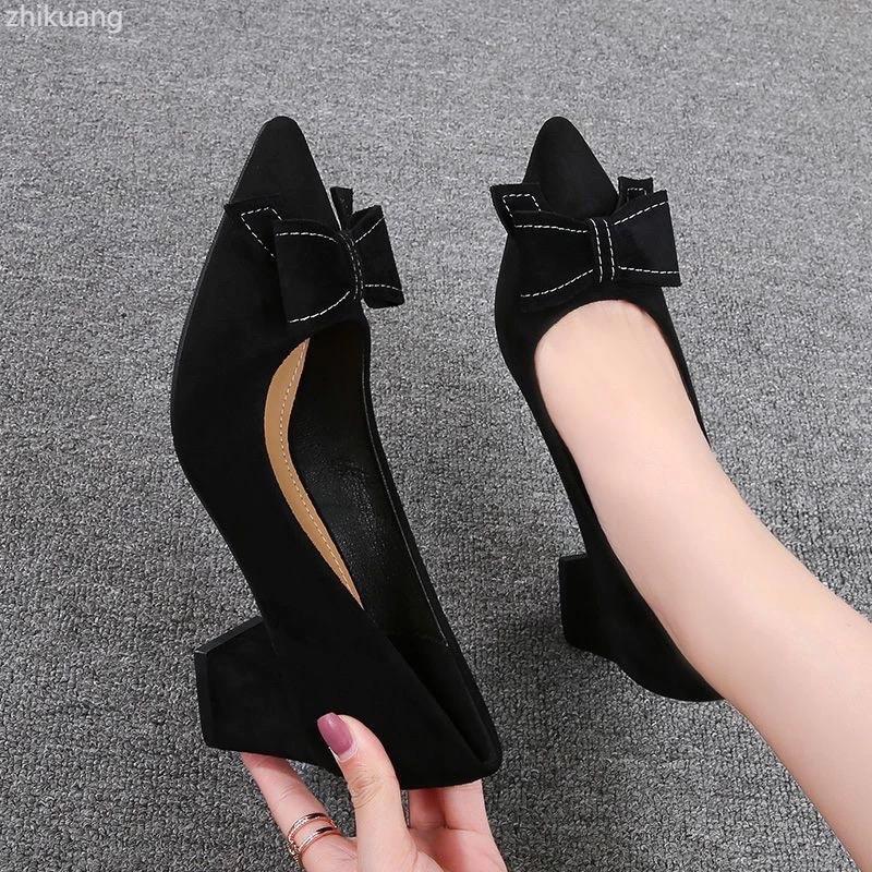 (BIGSIZE 40-45 TĂNG SIZE ) giày cao gót mũi nhọn chất nỉ đủ size 32-45 1
