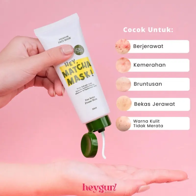 HEYGURL MASK DELIMA MATCHA PREMIUM FACE MASK HEY MATCHA DELIMA MASK MASKER WAJAH CLAY MASK BY HEYGURL 50ML 2
