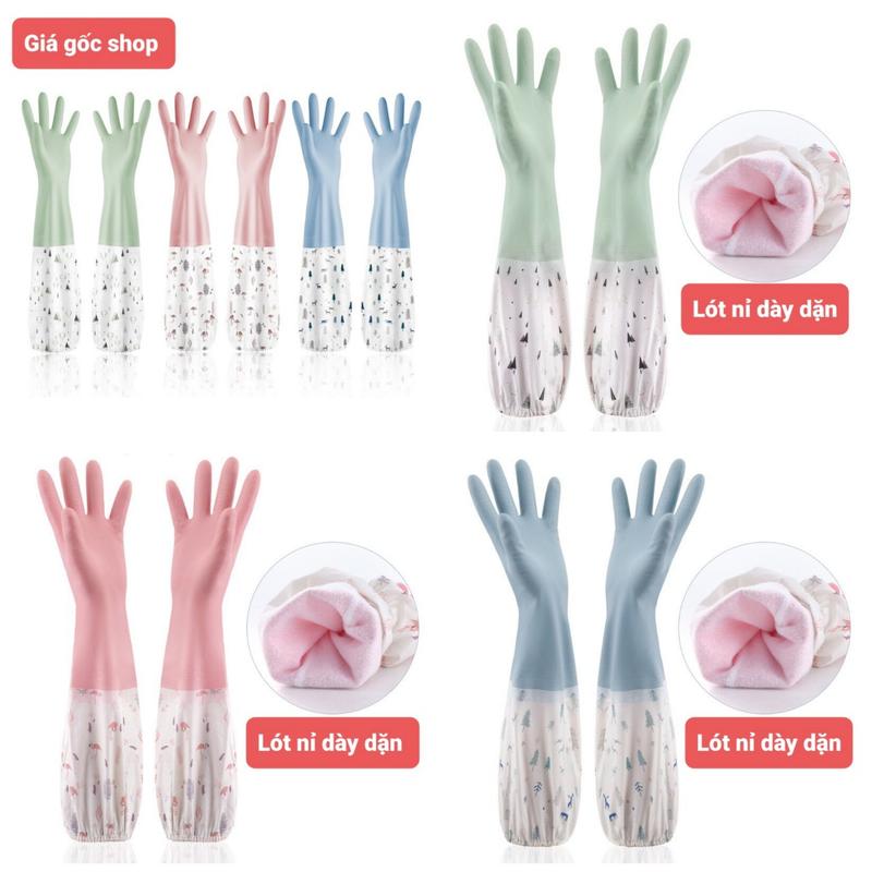 Găng tay rửa bát chén lót nỉ siêu ấm Hàng cao cấp