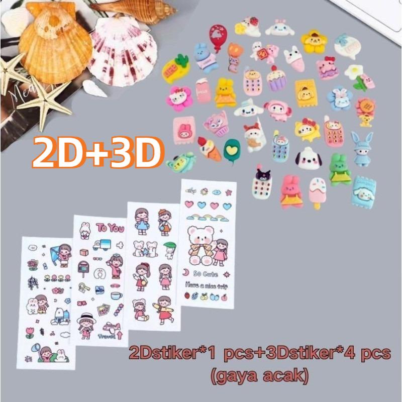 【COD】Stiker Cangkir Air 2D + 3D, Stiker 3D, Stiker Cangkir Termos Boneka 3D, Gesper Resin 3D, Stiker Telepon Kulkas DIY Paper Stationery 1