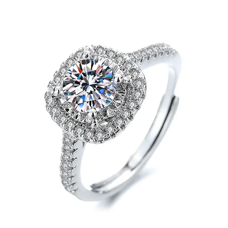 Nhẫn Moissanite, Độc Đáo Nữ, Cao Cấp, Không Phai Màu, Nhẫn Cặp Đôi Đám Cưới, Nhẫn Một Carat Cầu Hôn, Trang Sức Zircon 1