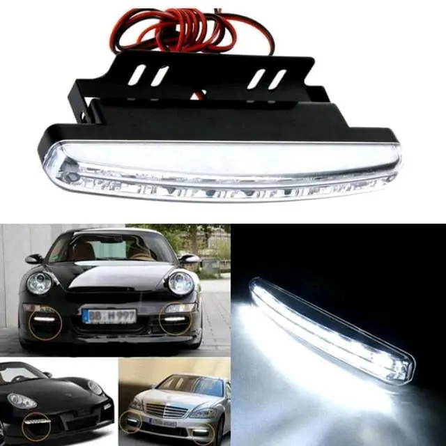 Lampu DRL Mobil 8 Mata LED BONUS Plat Bracket Dudukan LENGKAP