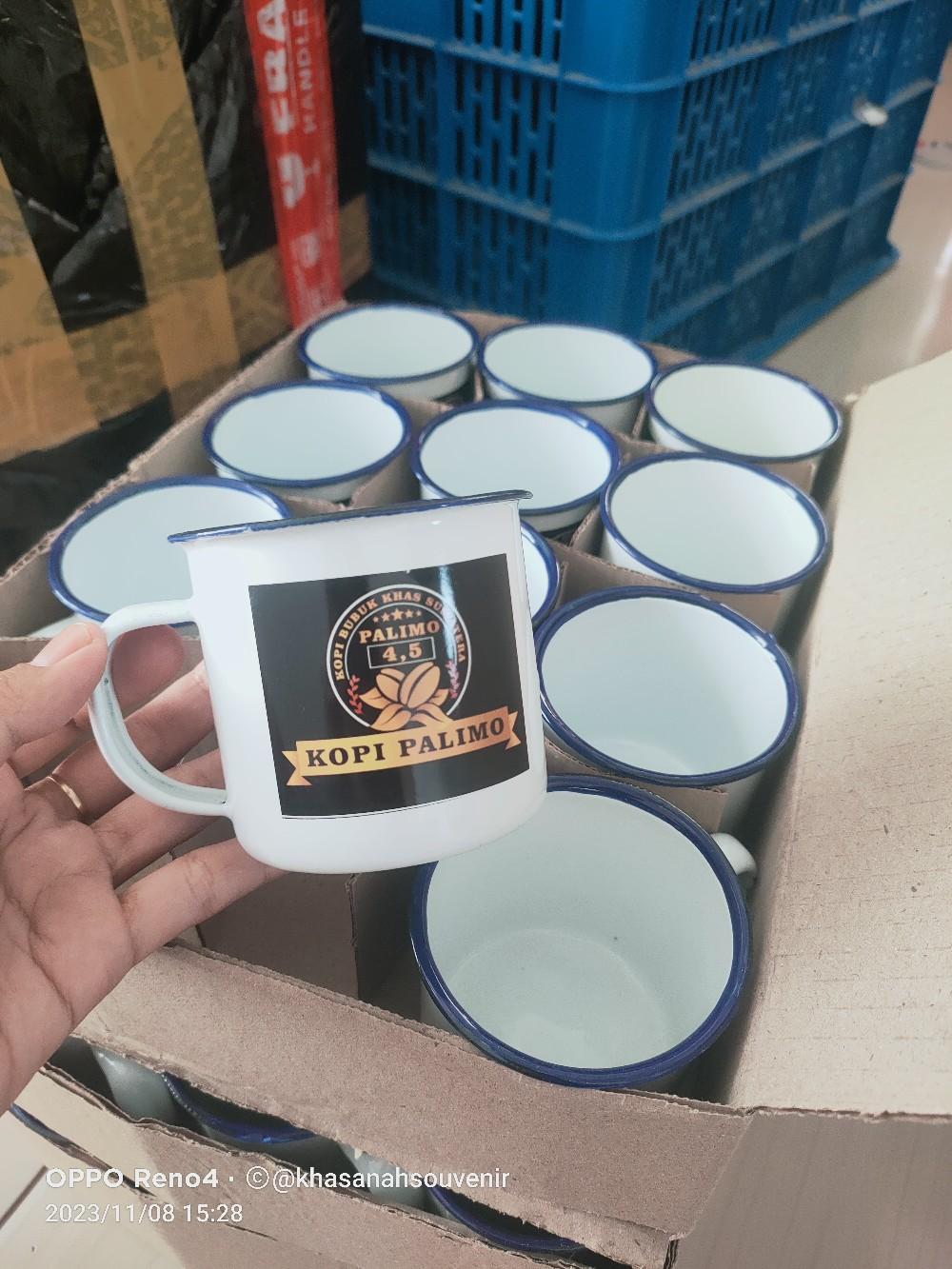 50pcs souvenir cangkir enamel custom desain