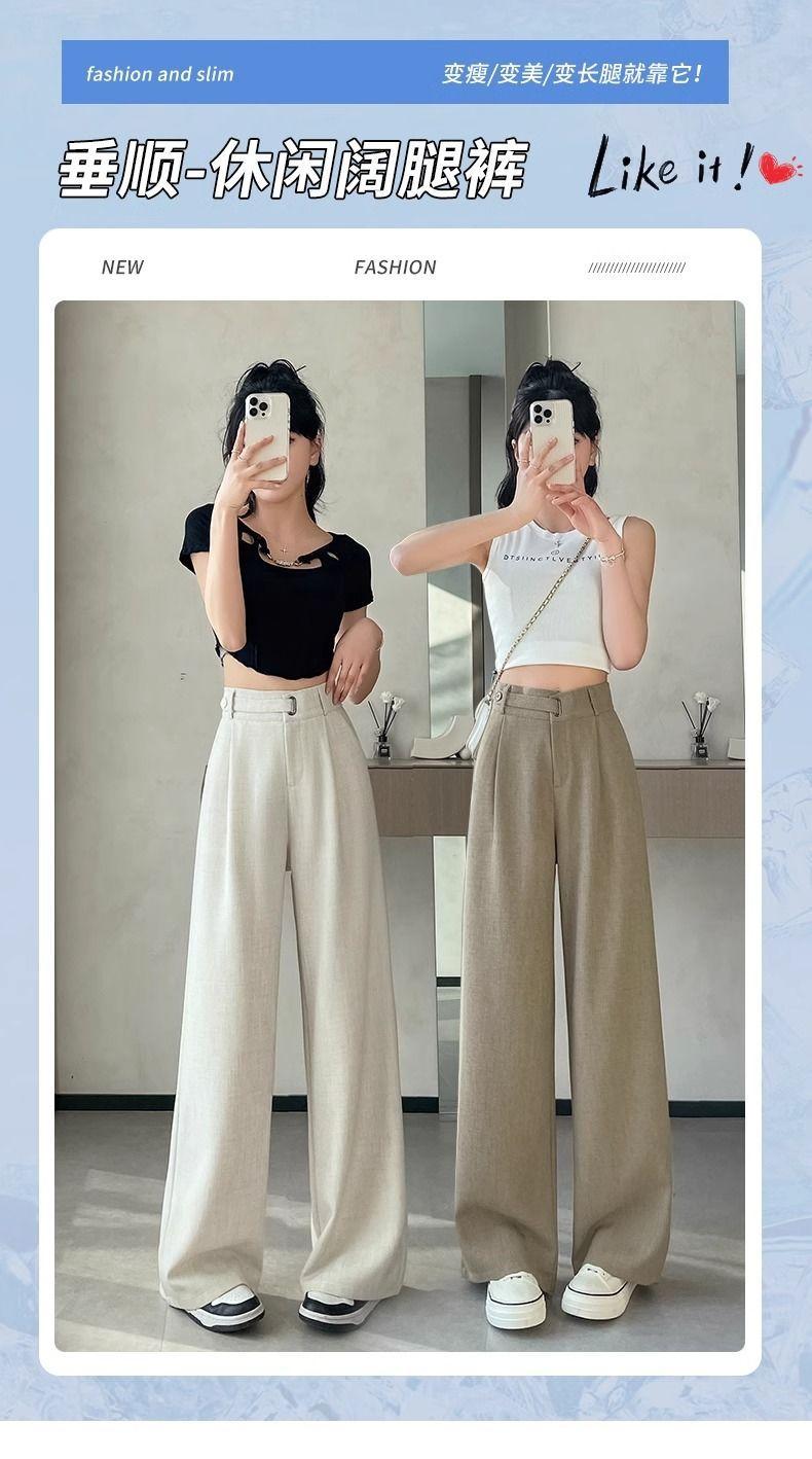 Product Introduction of Quần Âu Cao Cấp Màu Xám, Dành Cho Nữ, Phổ Biến, Thích Hợp Cho Mùa Xuân Và Mùa Thu, Hàng Mới Về 2024, Cạp Cao, Ống Rộng, Thiết Kế Xếp Nếp, Quần Ong Lưng Cao 2