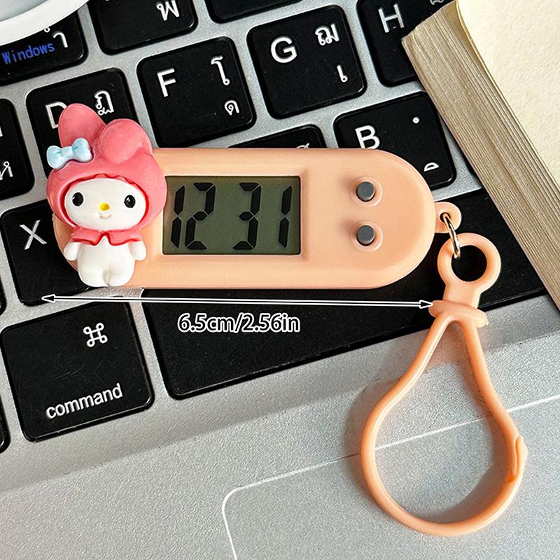 Product Introduction of Sanrio Hello Kitty Electronic Desktop Clock Keychain Kuromi My Melody Electronic Oval Watch Digital Table Time Display Clock 21