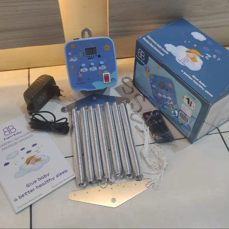 Bluetooth Paket Ayunan Listrik 7 Per Pegas Termasuk Kain Kelambu Dan Hanger Bayi 4
