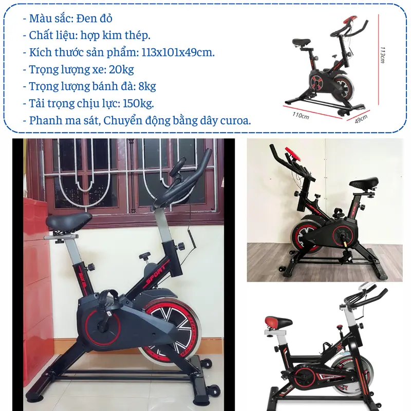 Xe đạp tập gym tại nhà Spinbike GH - 600, Xe đẹp thể dục tại nhà có cảm biến nhịp tim 2
