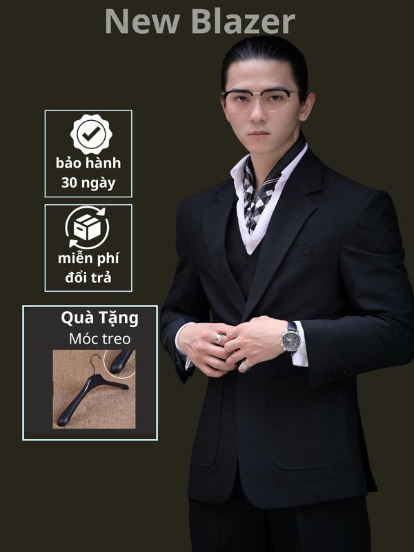 [ Blazer 2024] Áo Blazer Nam Hàn Quốc, 3 lớp TINO4MEN, túi ốp sang trọng, đệm vai dày, chiết eo tôn dáng, may kỹ, vải Cotton lạnh không bai xù,  Menswear, Jacket