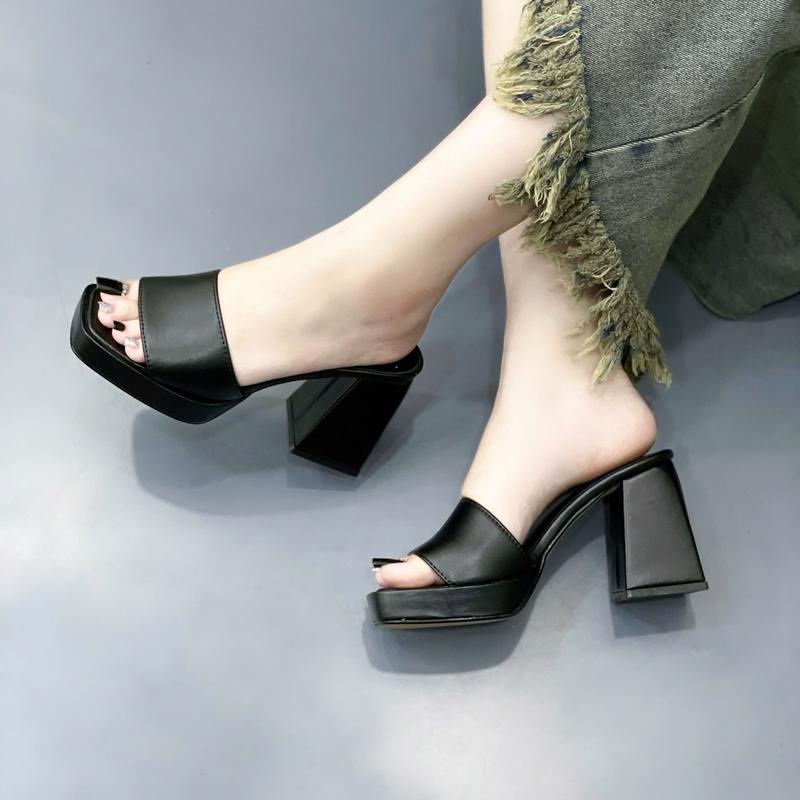  Dép Cao Gót 10P Quai Ngang Đế Vuông - LTV-Fashion - GiàY Nữ 