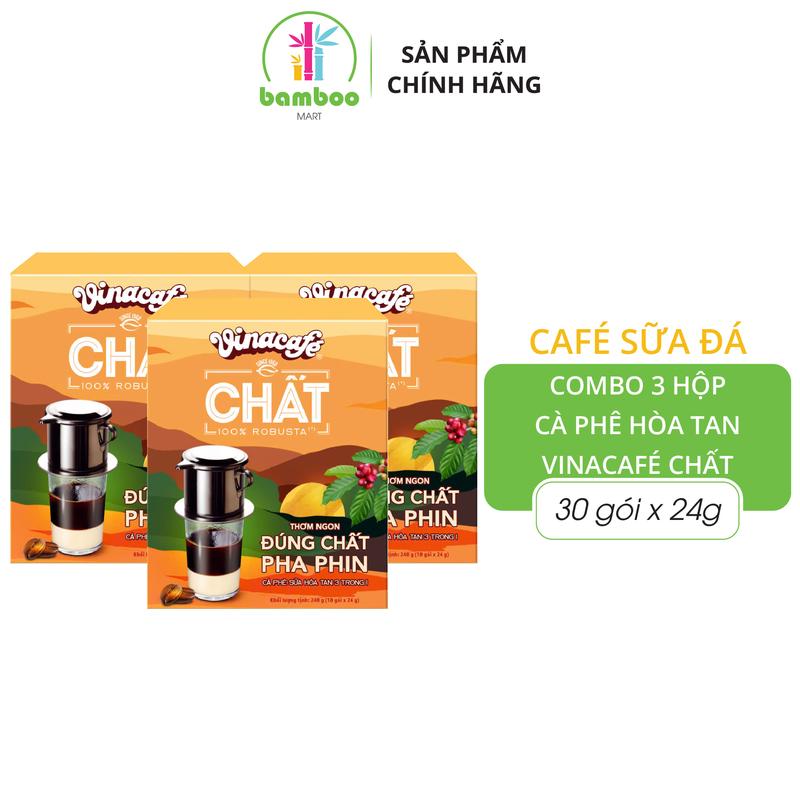 Combo 3 Hộp Cà Phê Hoà Tan Vinacafe Chất - Cafe Sữa Đá 3in1 (Phiên bản mới) - 10 gói x 3 Hộp