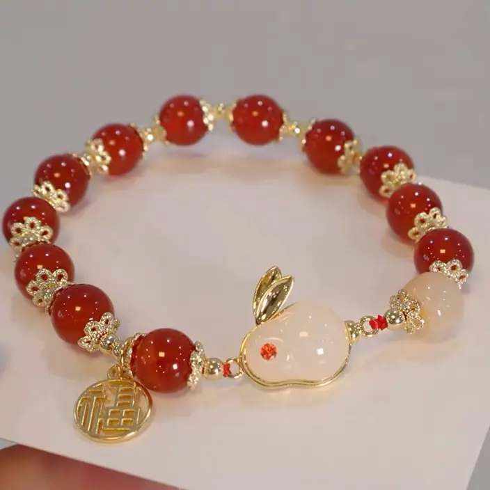 Rabbit Bracelet Transfer Beads Bunny Bracelets with Pendant Bracelet High Beauty Jewelry