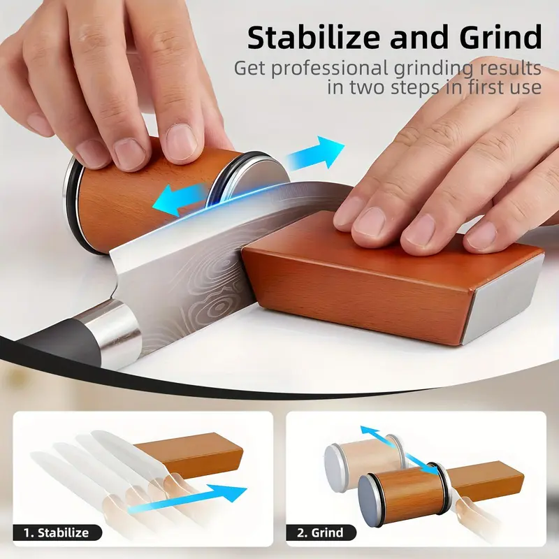 Manual Knife Sharpener, 1 Set Knife Sharpening Kit with 15 and 20° Angle Base, Durable Knife Sharpening Tool for Home Kitchen Outdoor 6