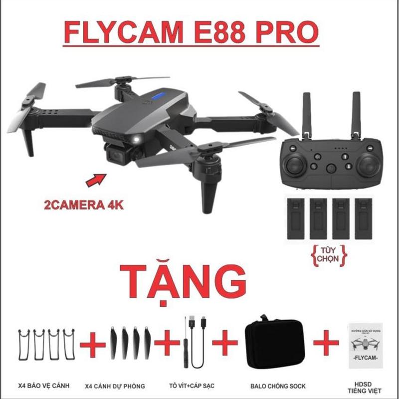 FLYCAM E88 PRO 2 CAMERA +CHỤP ẢNH QUOAY PHIM NEW 2024 HOT