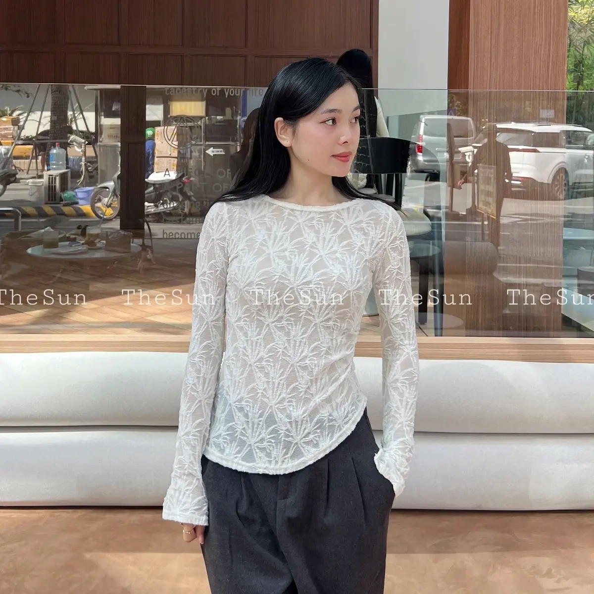 ￼THE SUN - áo lưới lá cọ wgwe cao cấp ( hình chụp thật )