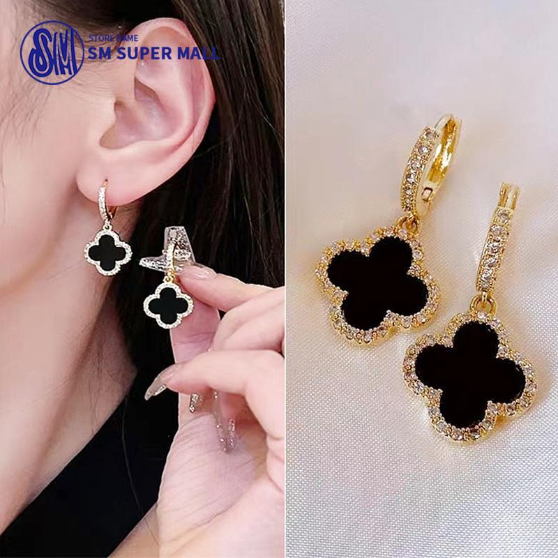 Product Introduction of 【Exquisite】2023 New Four-leaf Dangle Earrings Elegant Light Luxury Zircon Clover Hoop Earrings for Women Jewelry Gift Accessories 11