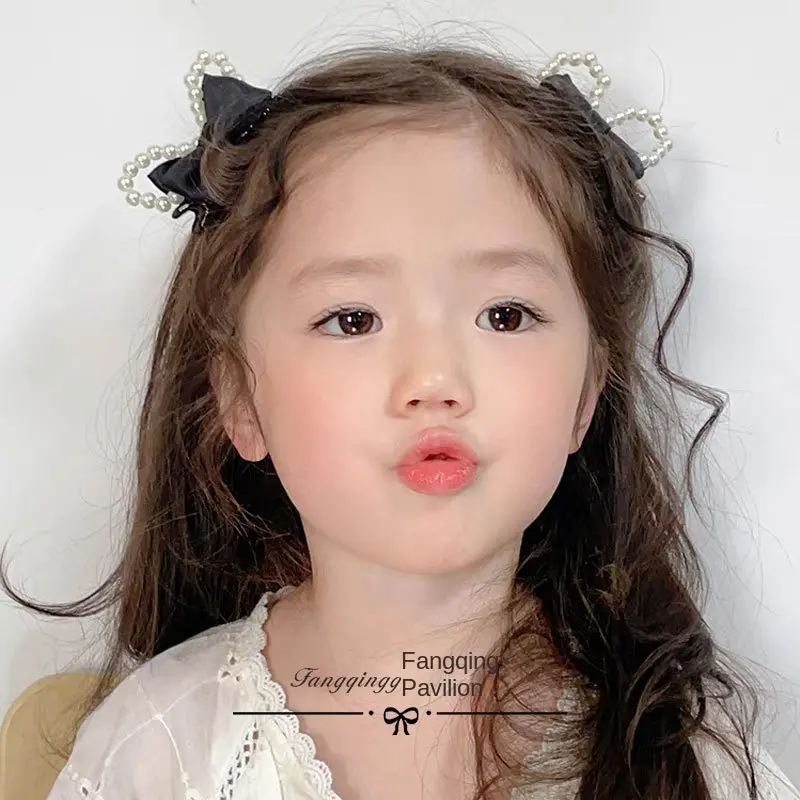 Summer Children's Hair Clips Hair Accessories Cute Sweet Cat Ears Bow Baby a Pair of Hairclips Girl Ancient Style Han Chinese Clothing Headdress