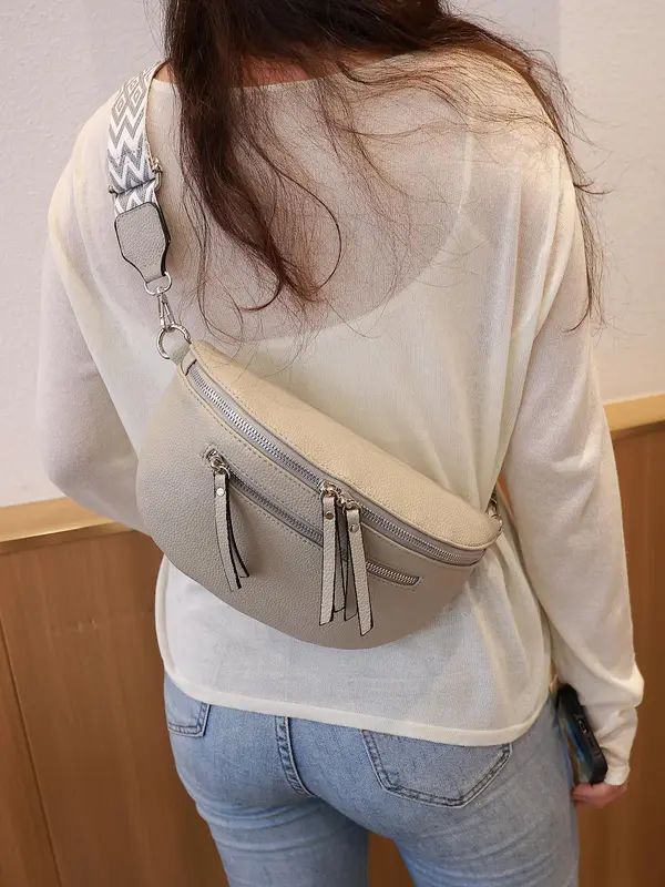 Women's Fashionable Plain Fanny Pack, Casual Versatile Zipper Crossbody Bag for Daily Used, Trendy All-match Sling Bag for Women & Girls, Waist Bag, Pouch 8