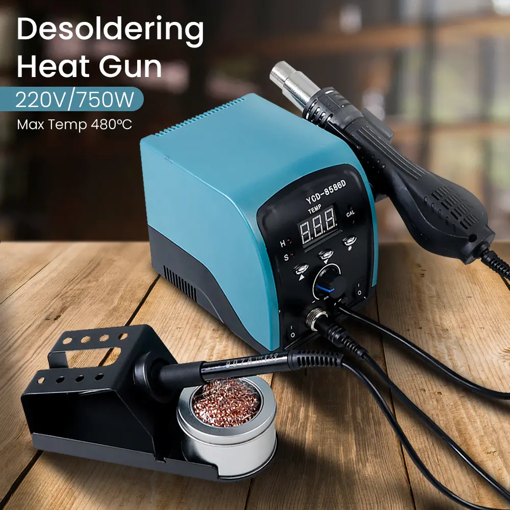 YCD Desoldering Heat Gun Solder dengan Stasiun 220V/750W - YCD-8586D - Black/Blue