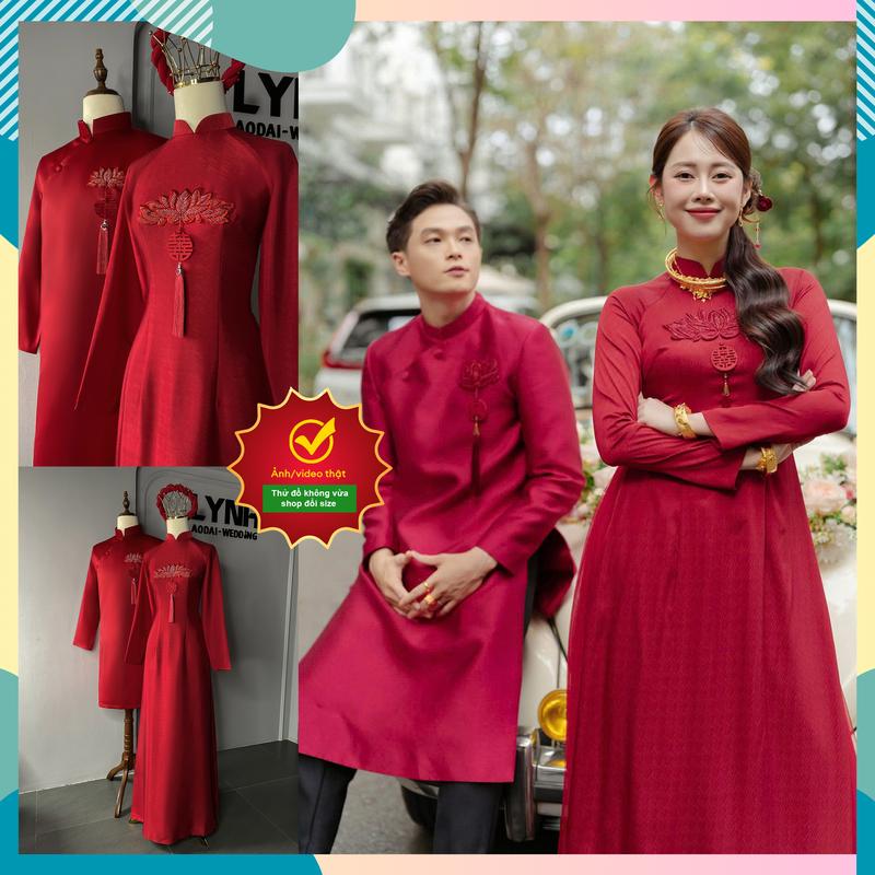 Áo dài cặp Đôi Đám hỏi cover cô dâu Việt Phương Thoa - Áo dài Lynh