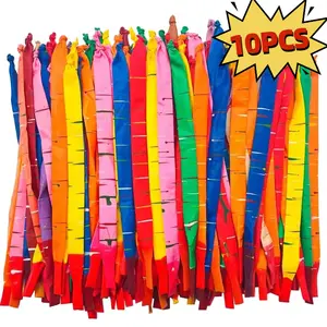 10 Buah Balon Roket Lateks Panjang Warna Campuran, Berbunyi Saat Dilempar, Dekorasi Pesta Ulang Tahun, Mainan Klasik