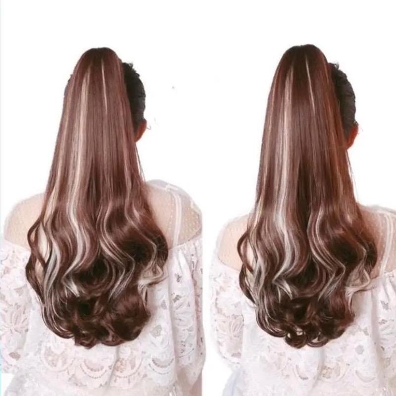 Kẹp ngoặm xoăn light xám khói, tóc giả nữ Women Wig