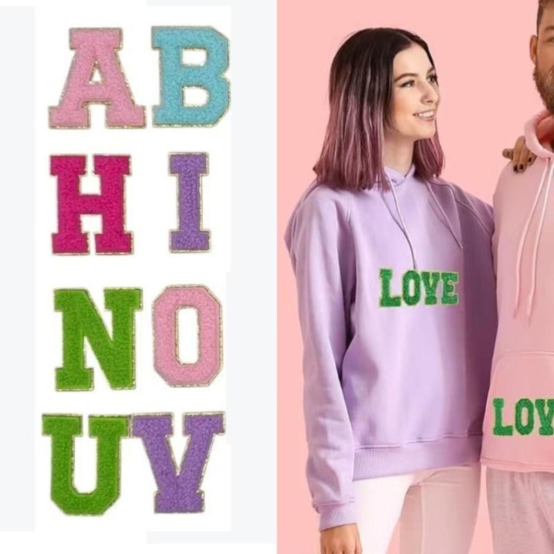 Product Introduction of 26pcs Coloured A~Z English Letter Clothes Stickers Patch Stickers Alphabet Adhesive Fabric Stickers DIY Towel Embroidered Fabric Applique on Clothes 17