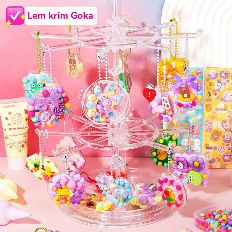 303Pcs Set Mainan DIY Cream Adhesive & Dekorasi Krim Tanah Liat, Set Lengkap Alat Kreatif untuk Anak, Stiker Krim, Alat Dekorasi, dan Mainan Edukasi untuk Mengembangkan Keterampilan Motorik Halus Anak-anak 2