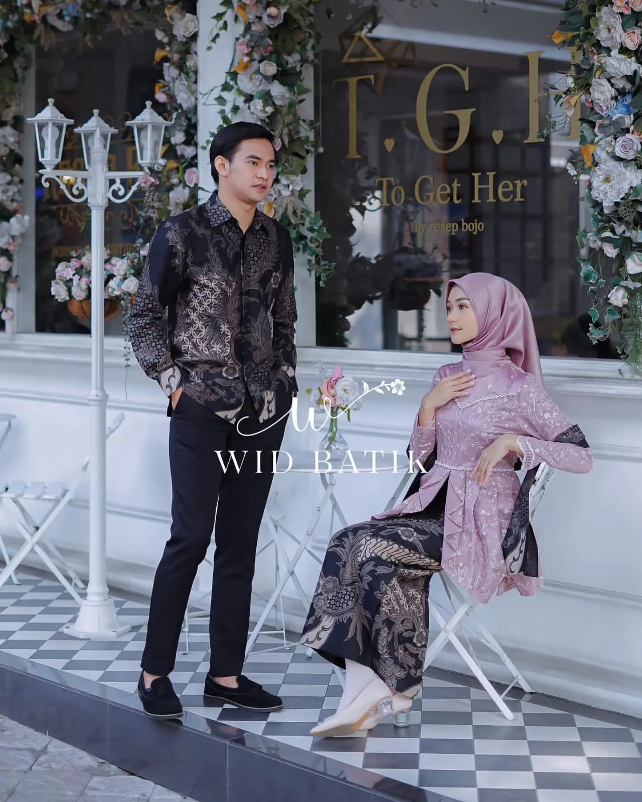 LAFEEYA ROSE COUPLE - Baju Batik Couple Brokat Terbaru Pasangan Keluarga Lamaran Tunangan Kondangan Perta Wisuda Mewah & Elegan Modern Best Seller