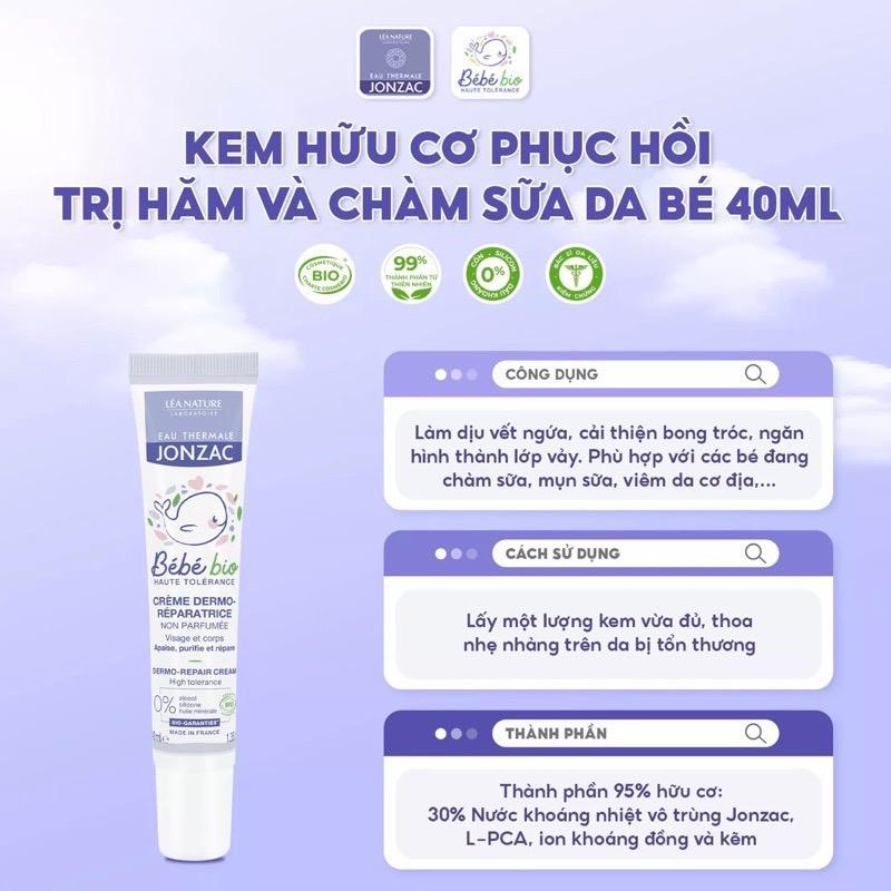 Kem dưỡng ẩm phục hồi da Jonzac Bebe Pháp 40ml Cho Bé