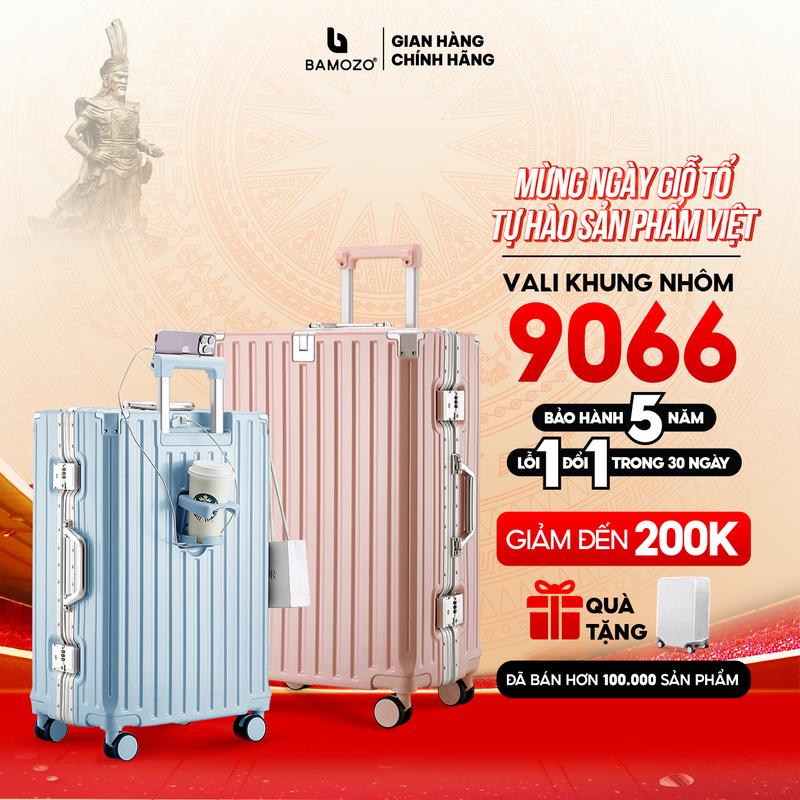 [CAO CẤP -  COMBO SIZE 24 + 28] Vali Bamozo khung nhôm 9066 Cao Cấp Nhựa PC nguyên khối Chống va đập