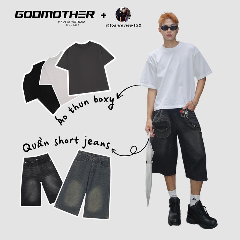 [COMBO ĐỘC QUYỀN] Combo Áo Thun Boxy Bản Thường + Quần Wide Leg Short Jeans Godmother Streetwear