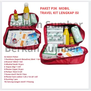 Paket P3K Travel Kit/ Pouch First Aid Kit / Paket P3K Tas Jinjing dengan ISI/ P3K Mobil