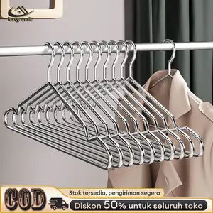 Hanger Baju Stainless Steel Anti Karat Kawat Baja Premium 10PCS Gantungan Pakaian Kuat TAHAN LAMA 45/42/32CM Furniture Superman COD buat di rok sekolah