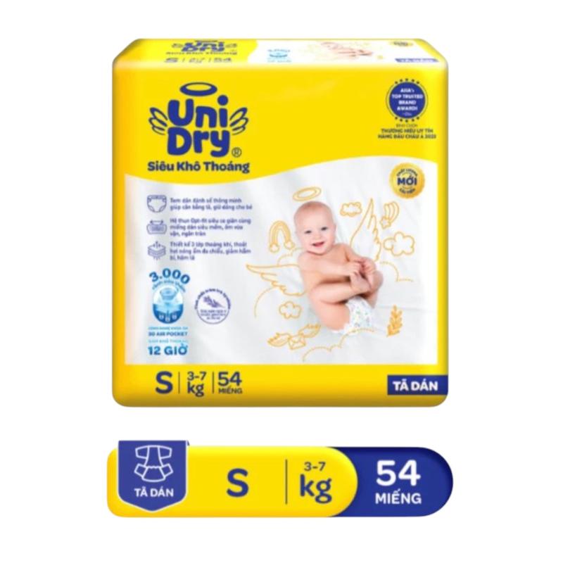Tã dán Unidry Size S54 cho bé 3-7 kg Siêu khô thoáng Tabim chobe