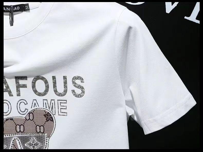 Product Introduction of European Station European Goods Trendy Bear Round Neck Short Sleeve T-Shirt Men 2023 Summer Youth Slim Fit Plus Size Half Sleeve Tee Comfort 24